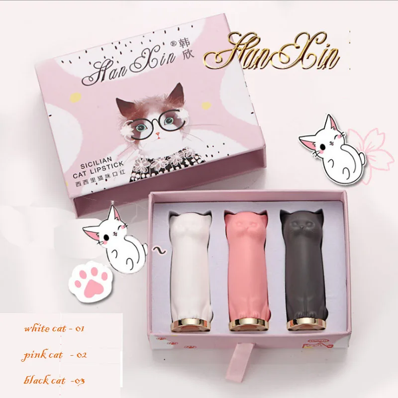 

Three-Piece Cat Claw Lipstick Set For Girls Moisturizing Anti-Crack Repairing Lip Lines Lipstick Gift For Women