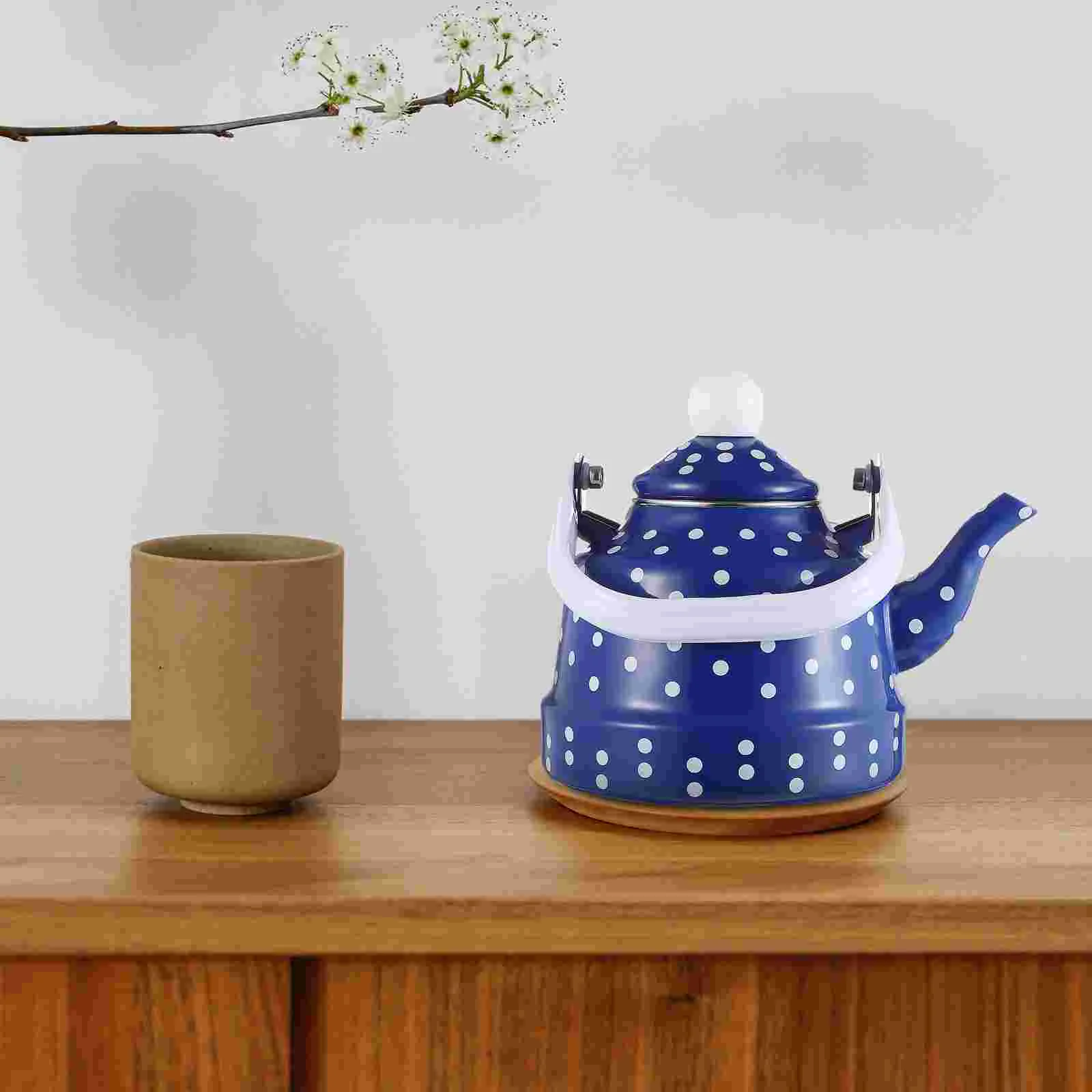 

Ancient Bell Pot Retro Tea Kettle Stovetop Teapots Whistling Vintage Enamel House Kitchen Kettles Cold Rolled Steel Plate