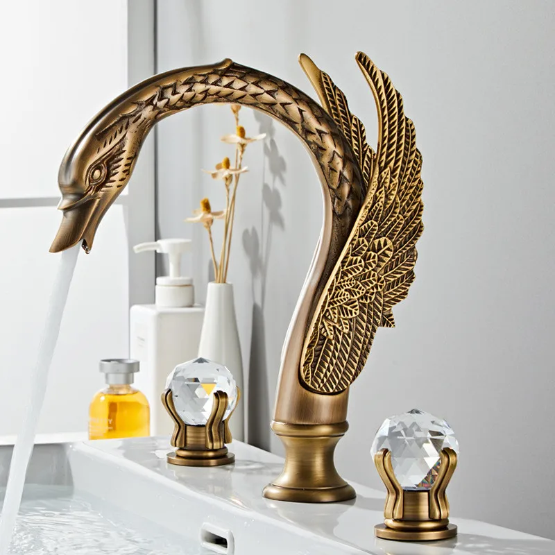 Tuqiu Gold Swan Смеситель для ванной комнаты Широко распространенный антикварный
