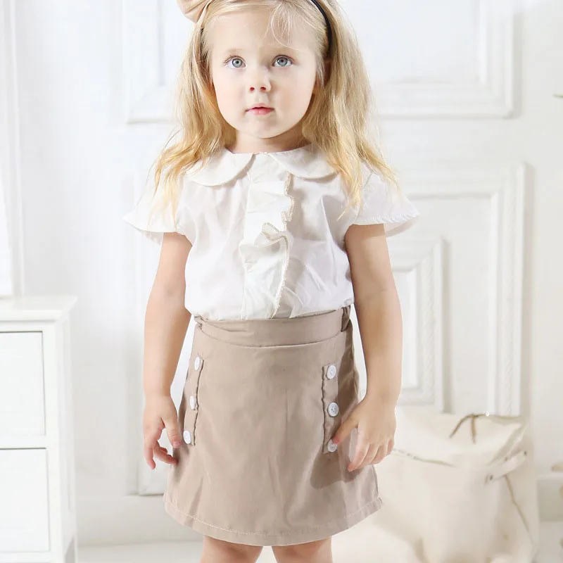

Girls Doll Collar Top + A-line Skirt Two-piece Set Baby Girl Clothes Fashion Clothes Toddler Girl Clothes