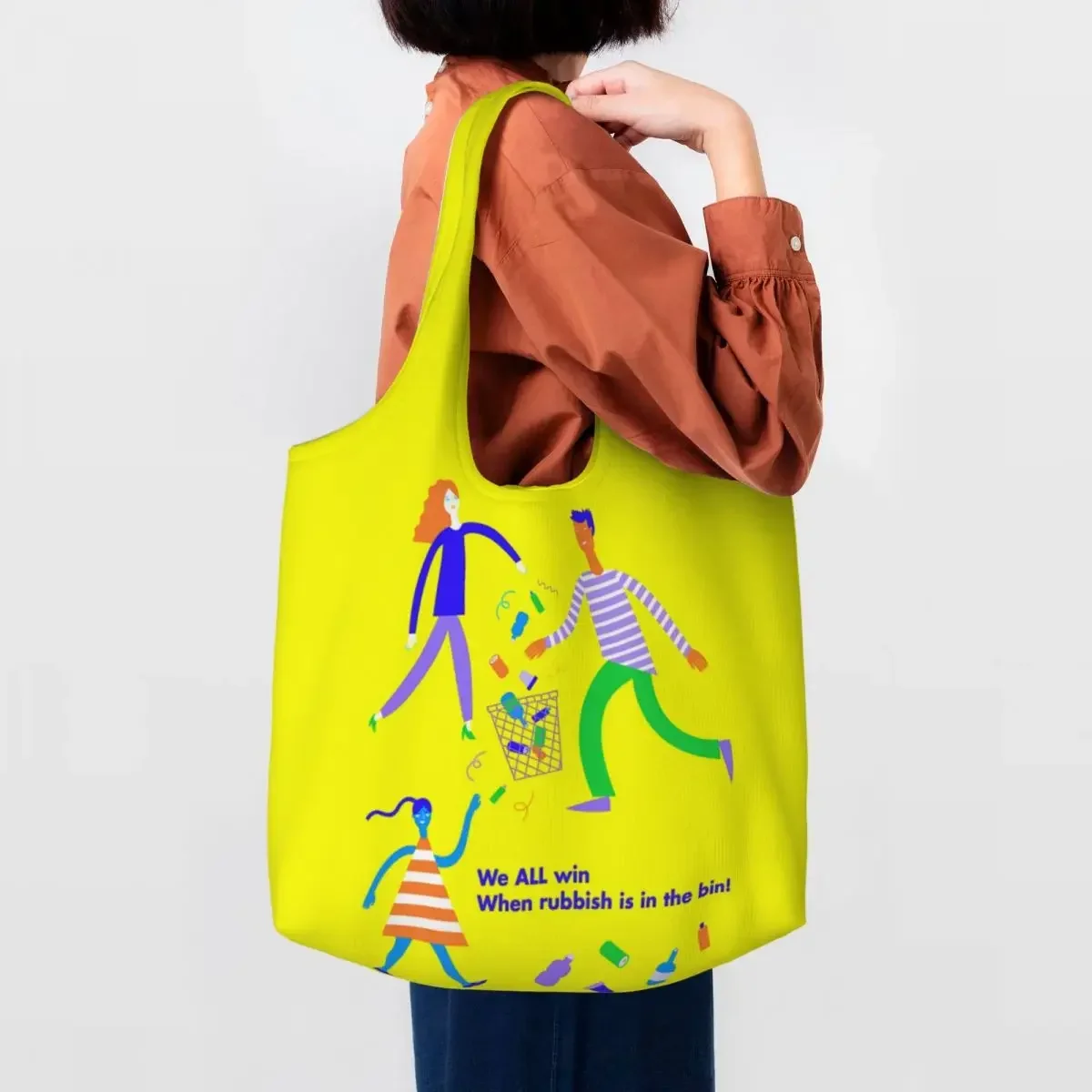 We All Win Бакалея Большая сумка для покупок Женская уличная роспись Искусство