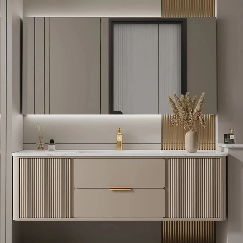 Легкий роскошный рок-шкаф для ванной комнаты скандинавский бесшовный