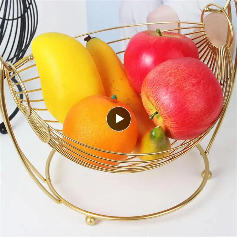 

Hammock Shaped Storage Hamper Household Serving Display Tray Woven Iron Wire Multifunctional Fruit Vegetable Basket Fruit Basket