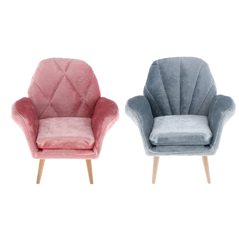

1:6 Scale Dollhouse Miniature Furniture Sofa Armchair Flannel Sofa Chair Bedroom Model Furniture Decor