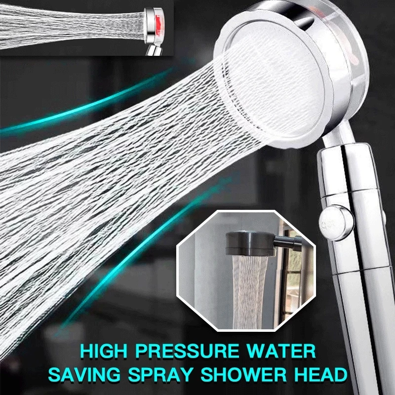 

360 Degrees Rotating Shower Head Water Saving Flow With Small Fan ABS Rain High Pressure spray Nozzle Bathroom Accessories