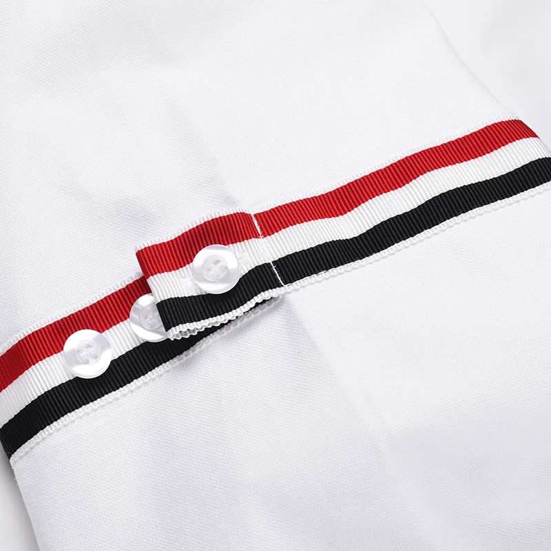 TB THOM Men's Shirt Top Women Striped Armband Men's Clothing Casual Oxford Slim Fit  Korean Fashion Women's Blouses 2022