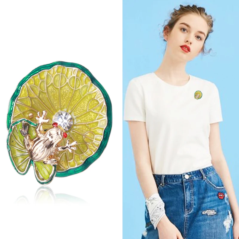 

Fashion Lotus Frog Brooch Alloy Animal corsage