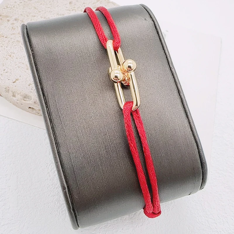 Vankeliif простой медный U-образный шар ручной работы браслет из красной веревки