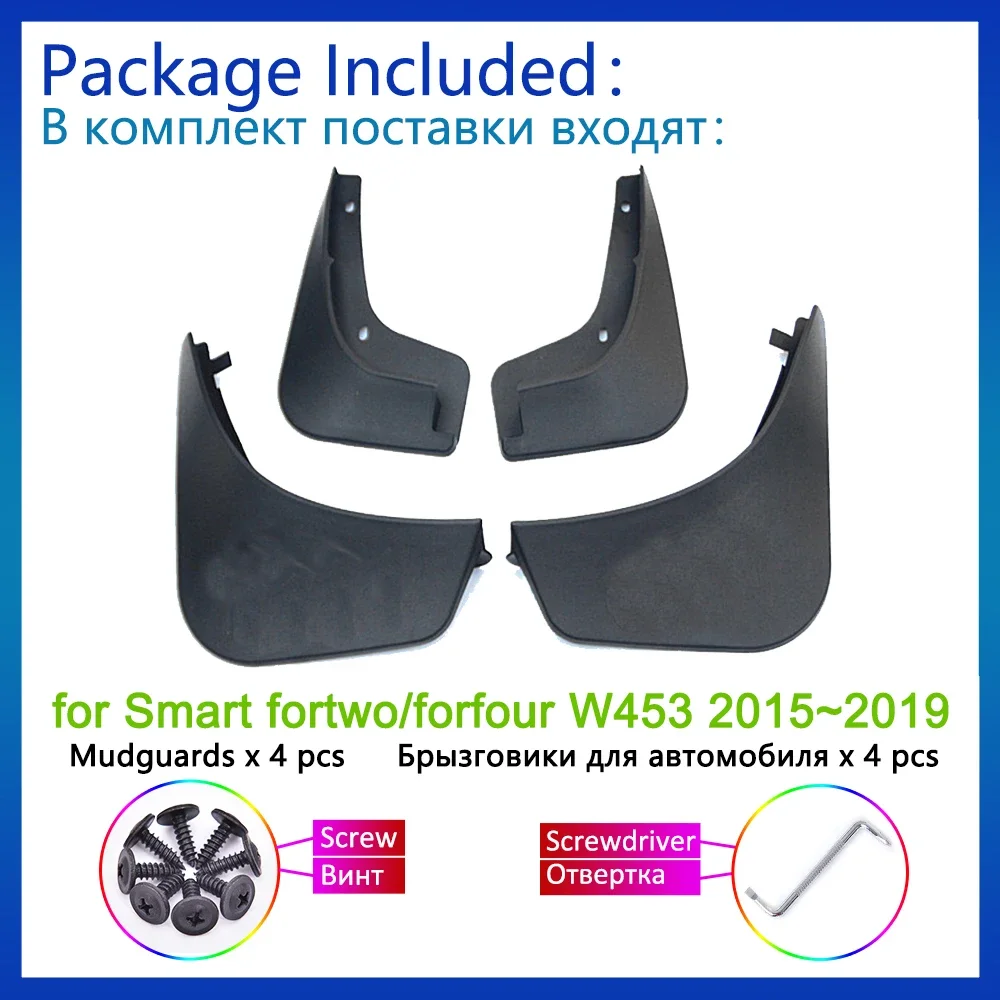 Фото Брызговики для Smart Fortwo Forfour W453 453 2015 ~ 2019 2016 2017 брызговики брызговики крыло передние и задние колеса аксессуары №2