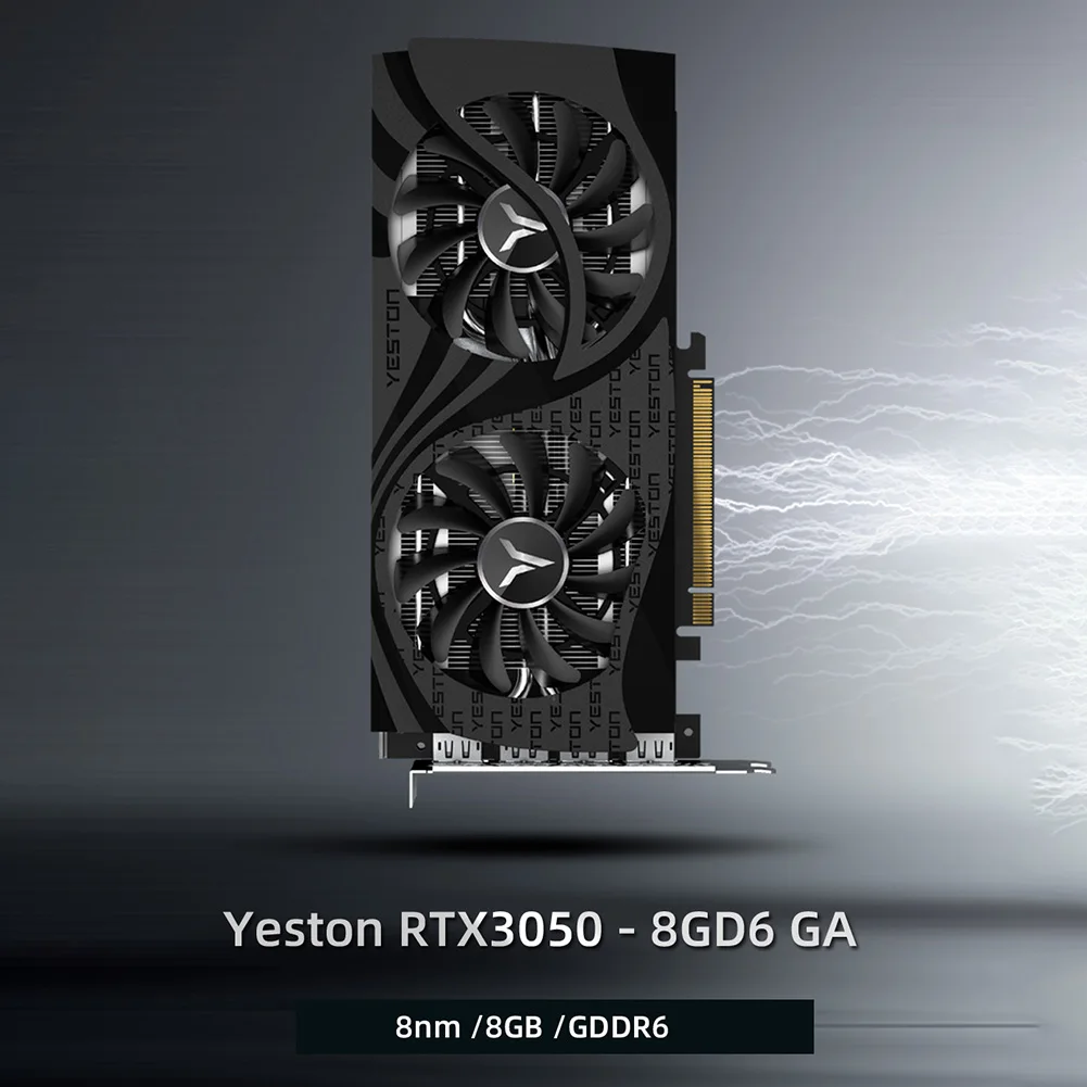

Видеокарта Yeston GeForce RTX 3050 GPU 8 Гб GDDR6 1777 бит 14000 МГц для игрового настольного компьютера ПК видеокарты DP/HDMI-совместимая