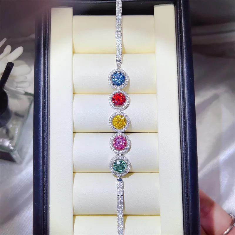 Фото Браслеты SACE GEMS GRA, сертифицированные D цвета, всего 5 карат, муассанит, стерлинговое серебро 925 пробы, 19 см для женщин, ювелирные украшения для помолвки и вечеринки №1