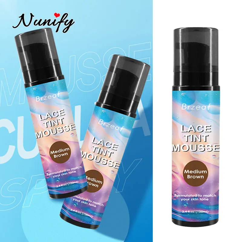 Nunify Lace Tint Mousse For Wigs Melt 100ml Lace Tint  Foam For Toupees  Dark Brown Lace Tint Melting Hair Mousse Wig Accessorie