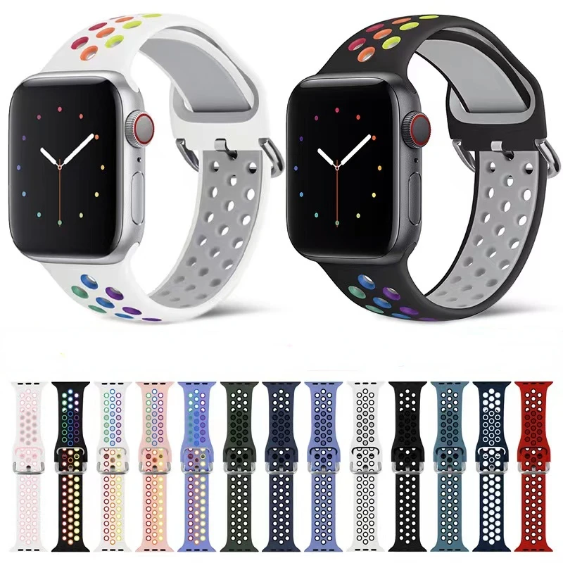 

44mm Silicone Strap For Apple Series 6 7 8 Smart Watch X8 XS8 Max Breathable Smartwatch Wrist Belt T500 Plus X6 I7 W27 T900 Pro