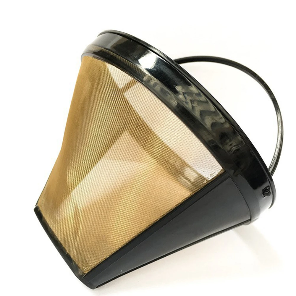 

High Quality Filter Cup Coffee Funnel 4 Pieces Drip Type Eco-friendly Golden Lightweight Mesh Coffee Basket Reusable