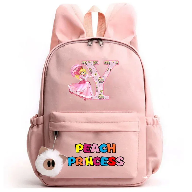 New Super Mario Girls School Backpack Kawaii Peach Princess Cartoon Printed Bag Children Supplies Birthday Gifts