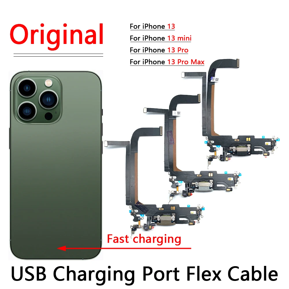

100% Оригинальный USB-кабель для зарядки, плата с гибким портом для iPhone 13 Pro Max 13, мини-порт для зарядки, Соединительный порт для зарядного устройства, гибкий кабель