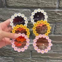 new cute daisy children sunglasses kids round eyeglasses floral girls shaped uv proof baby gradient eyewear