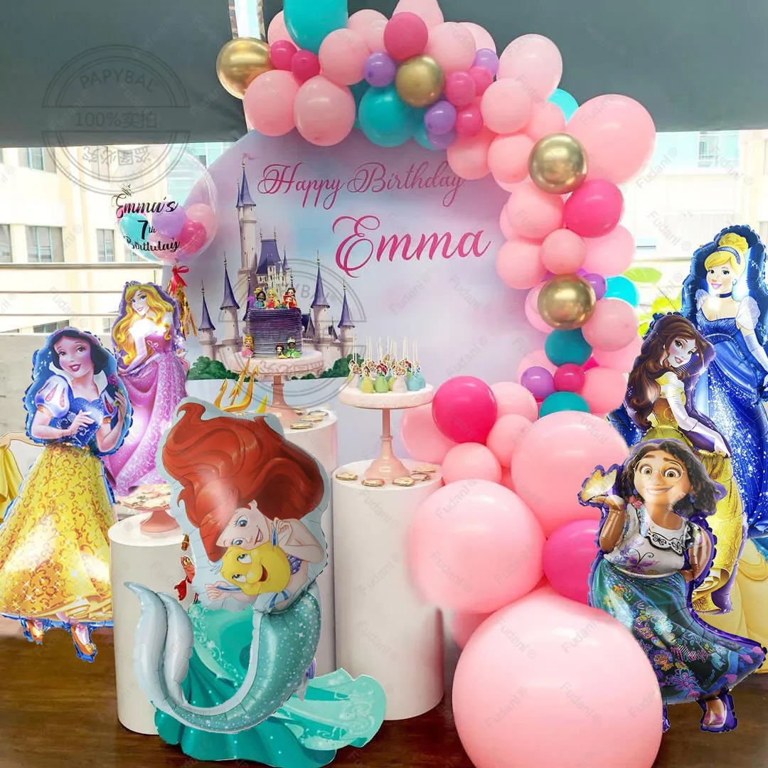 

1Set Disney Princess Arch Garland Balloons 3 4 5th Birthday Party Latex Balloon Baby Shower Party Decors Elsa Encanto Mermaid