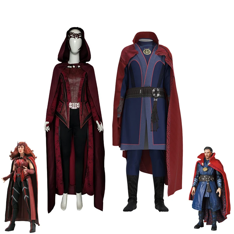 Film Doctor Strange Scarlet Witch Wanda Django Maximoff Cosplay Costume Clock Trench Jackets Clothes Comic Con Stage Performance