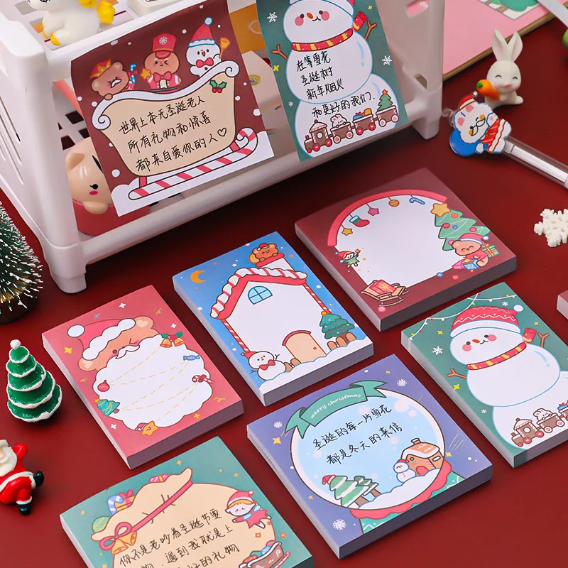 

Christmas Cartoon Sticky Note Student Message Notepad Study Office Sticky Notes Pads Notepads Memo School Stationery Supplies