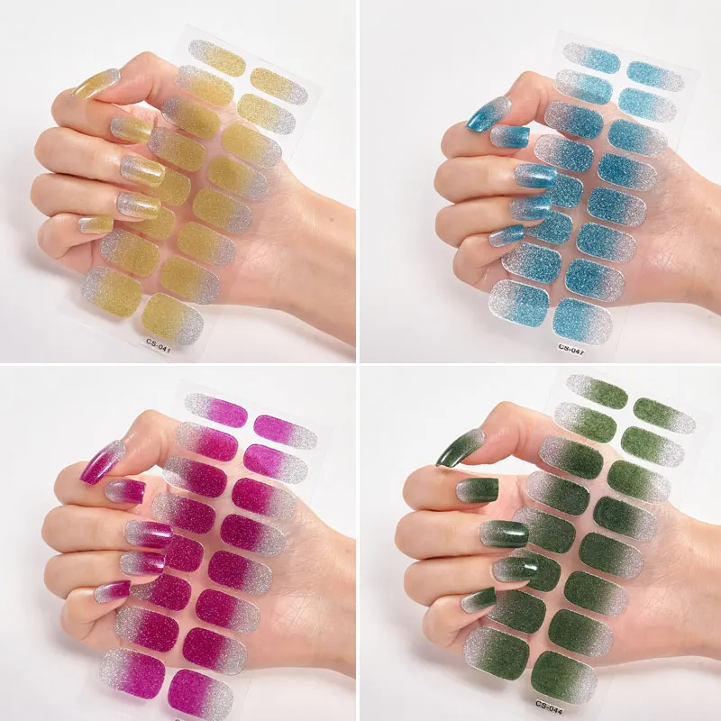 

Водостойкие градиентные блестящие самоклеящиеся наклейки на ногти с полным покрытием, наклейки для дизайна ногтей, стикеры для лака, аксессуары для маникюра, Декор