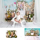 Весенние пасхальные фоны для фотографии весенние цветы кролик яйца кролик новорожденные дети портрет фото фон для фотостудии