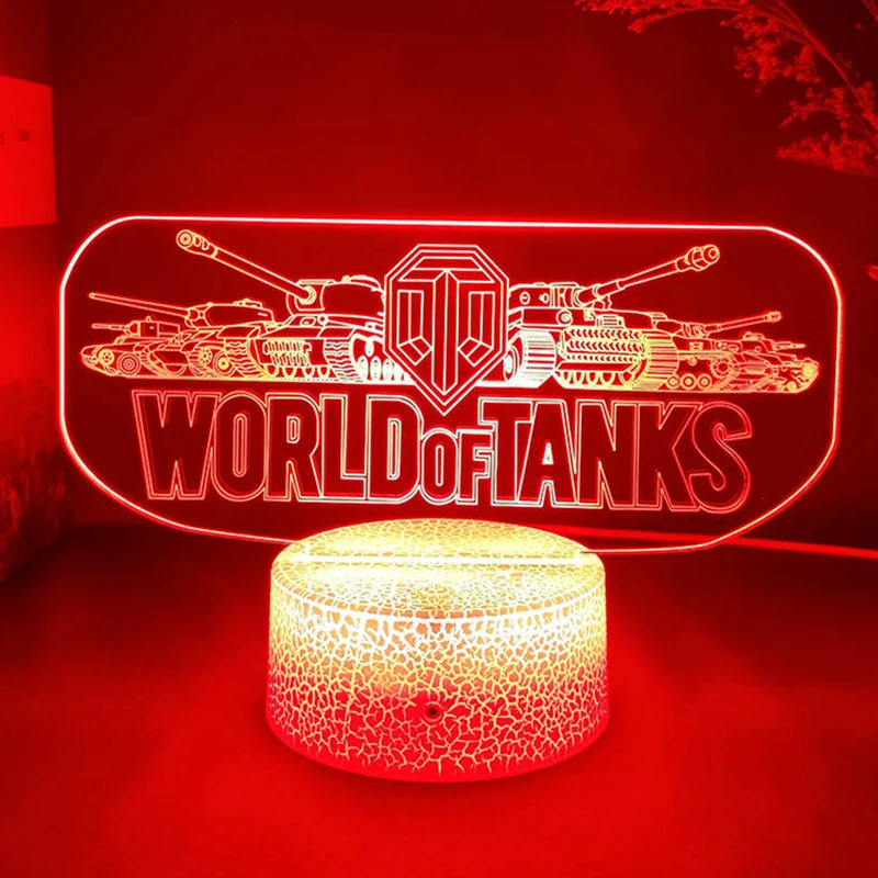 

World Of Tanks 3d Светодиодная лампа World Of танки для спальни, манжет, ночные светильники, аниме экшн-фигурка Аватара, декор комнаты, милый подарок дл...