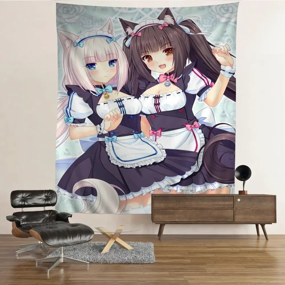 Цветной гобелен в стиле аниме Nekopara настенные гобелены богемном украшение для