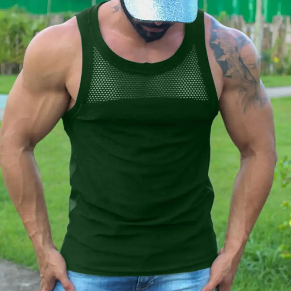 

Cool Trendy Colorfast Summer Top Fishnet Summer Tank Top Lightweight for Gym