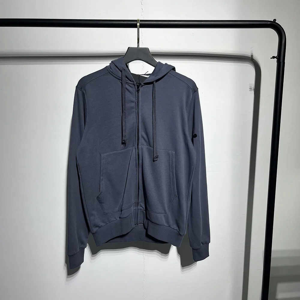 High Quality Cotton Hooded Sweatshirts Men Women HipHop Streetwear Sleeve Patch Embroidery Compass Badge Zip Hoodies