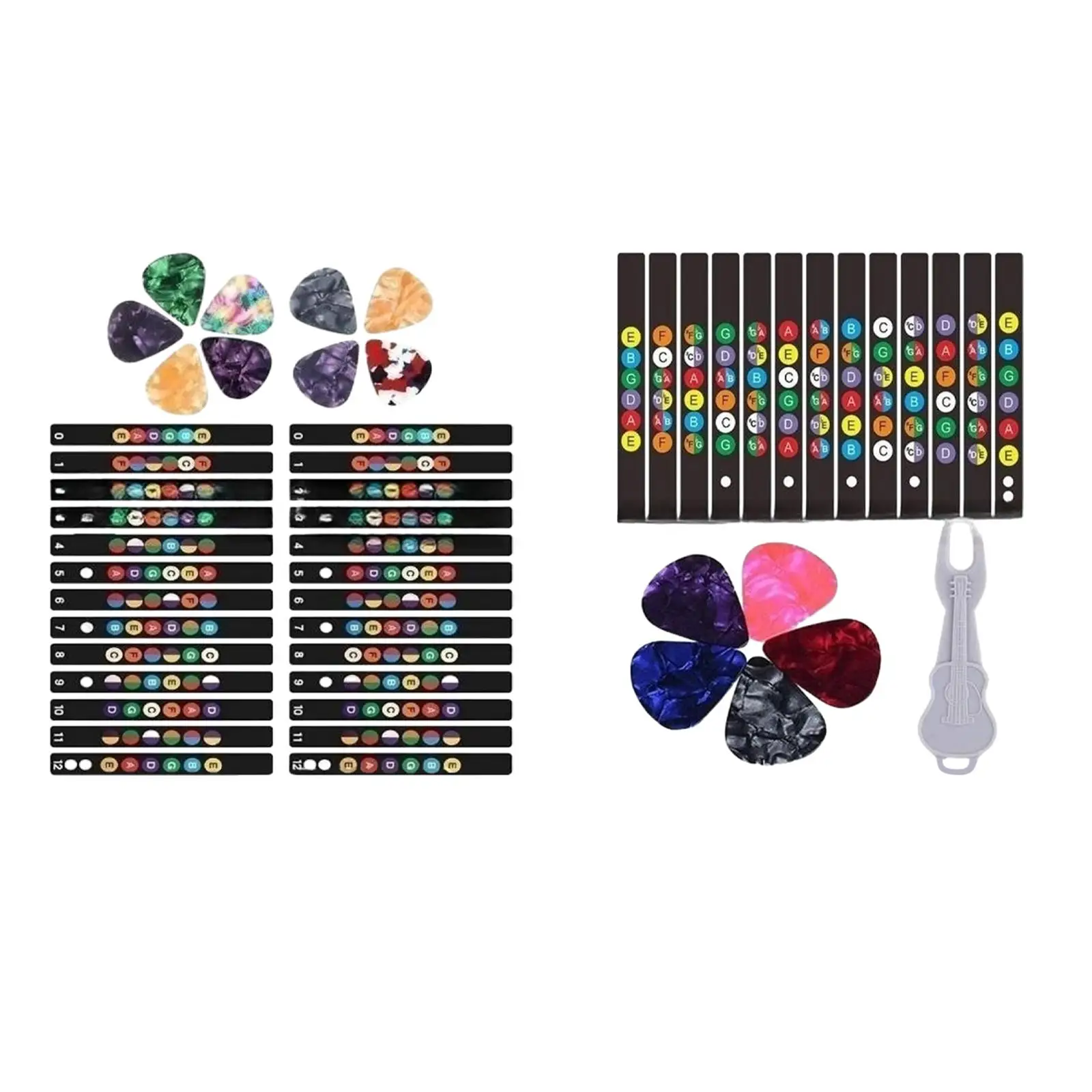 

Color Code Note Decals and Picks for 6 Strings Acoustic Guitar Beginner