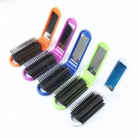 fashion professional portable travel folding hair brush with mirror hairdressing pocket comb pocket size purse travel hair combs