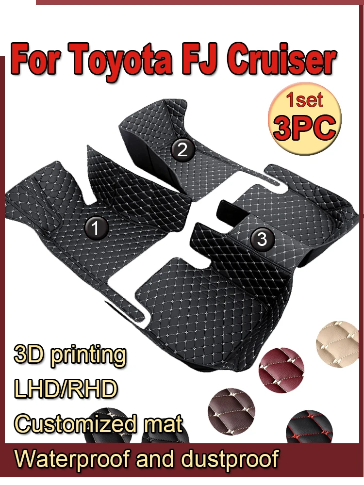 

Автомобильные коврики для Toyota FJ Cruiser XJ10 2007 ~ 2022, автомобильные прочные коврики, кожаные коврики, водонепроницаемые напольные коврики, полный ...