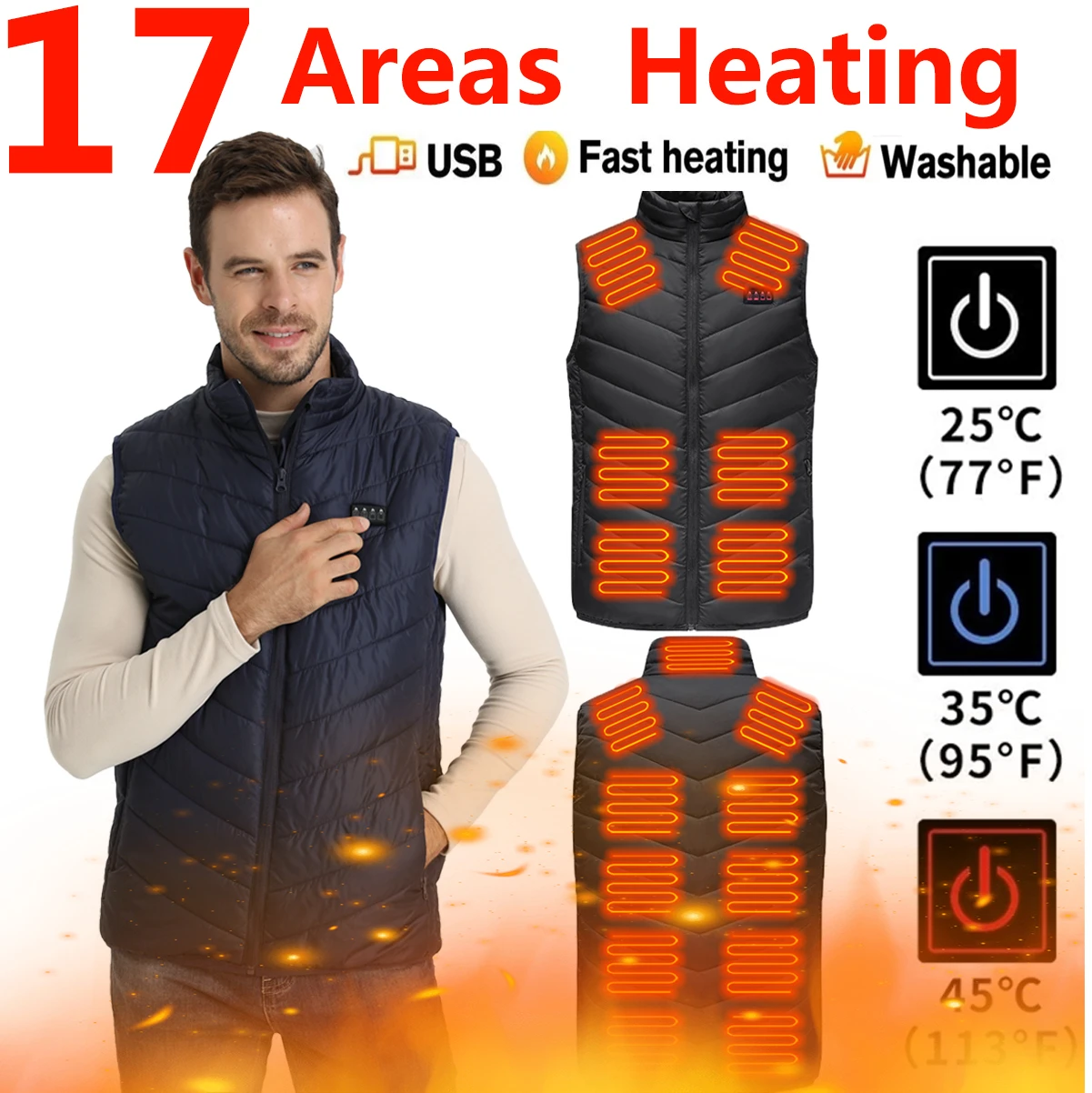 

2022 Winter Heated Vest Men Warm Heating Tank Tops Breathable Plus Size Ployster Heated Jacket Outdoor Hiking Clothing For Man