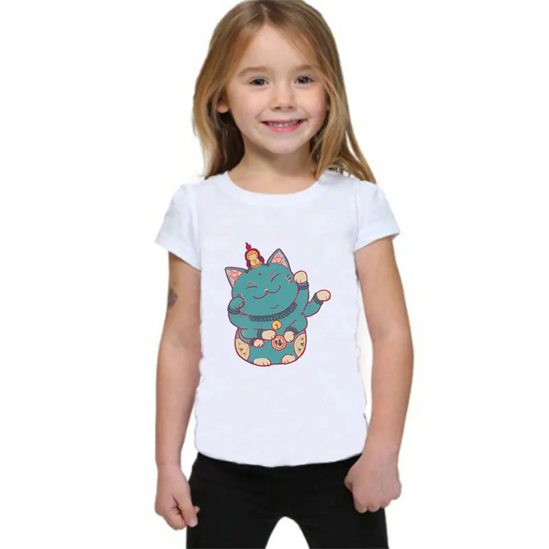 

New 2019 Summer Kids T-shirt Cute Cartoon Boys Girls T Shirts Cat Games Pigs Kawaii Color Picture Round Neck Fashion Tshirt Kids