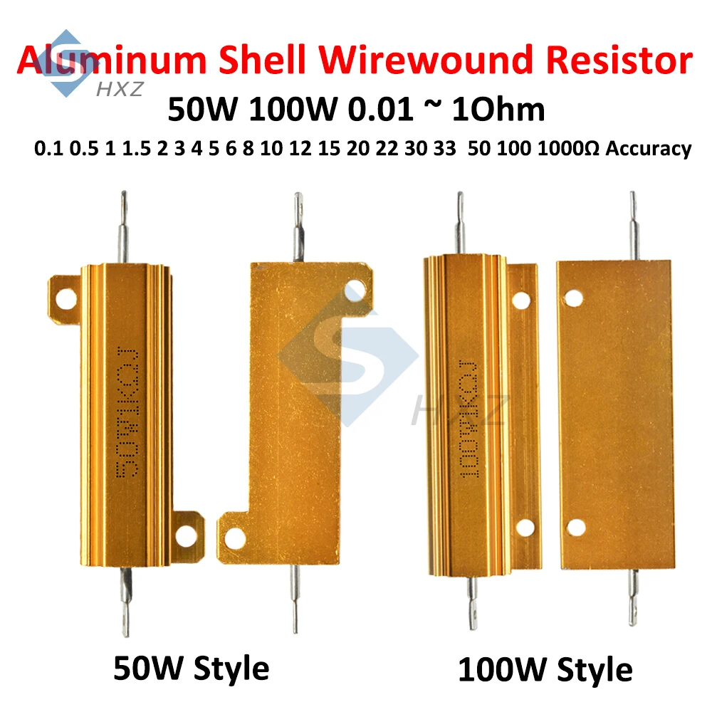 

50 Вт 100 Вт Алюминиевый силовой металлический корпус Резистор с проволочной обмоткой 0,01-1 Ом 0,1 0,5 1 2 3 4 5 6 8 10 12 15 20 22 30 33 50 100 1000 Ом