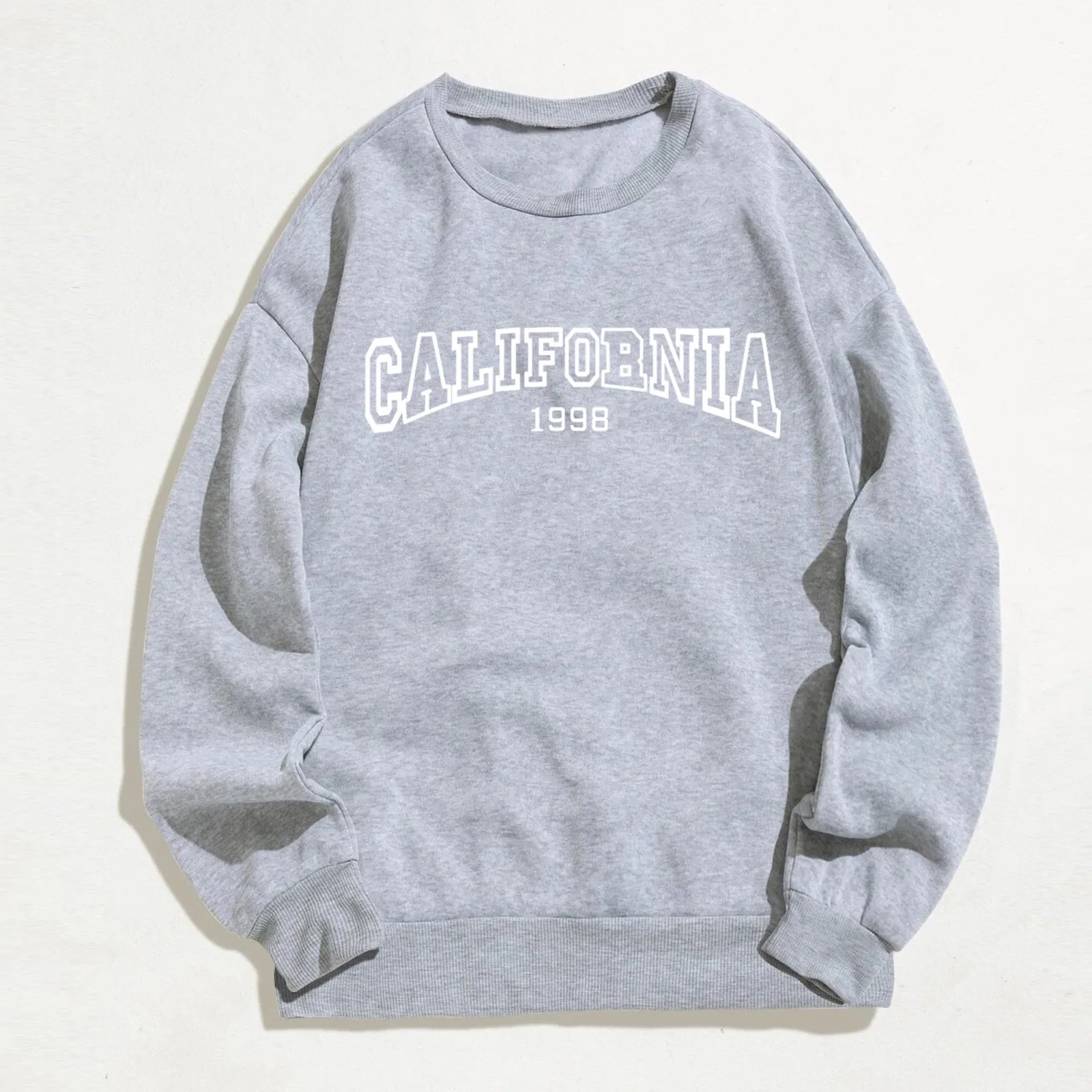 

Street Letter Graphic Hoodie For Women Long Sleeve Hoodless Sweatshirt Round Neck Print Pullover Casual Sport Sweatshirt Tops