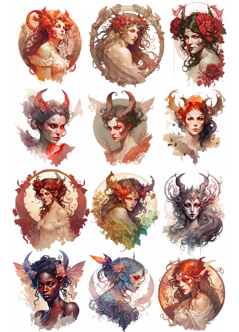 Наклейки с дьявольскими девушками поделки и скрапбукинг наклейки детские