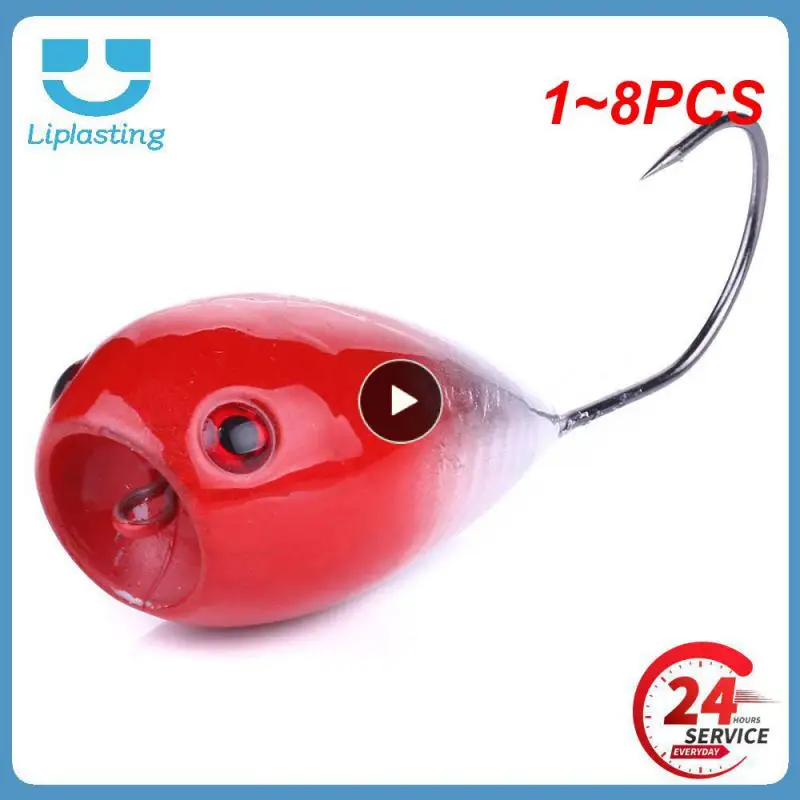 

1~8PCS Popper Fishing Bait 8cm/13g Fishing Lure Croatian Egg Big Mouth Single Hook Fake Bait Outdoor Fishing Gear Artificial