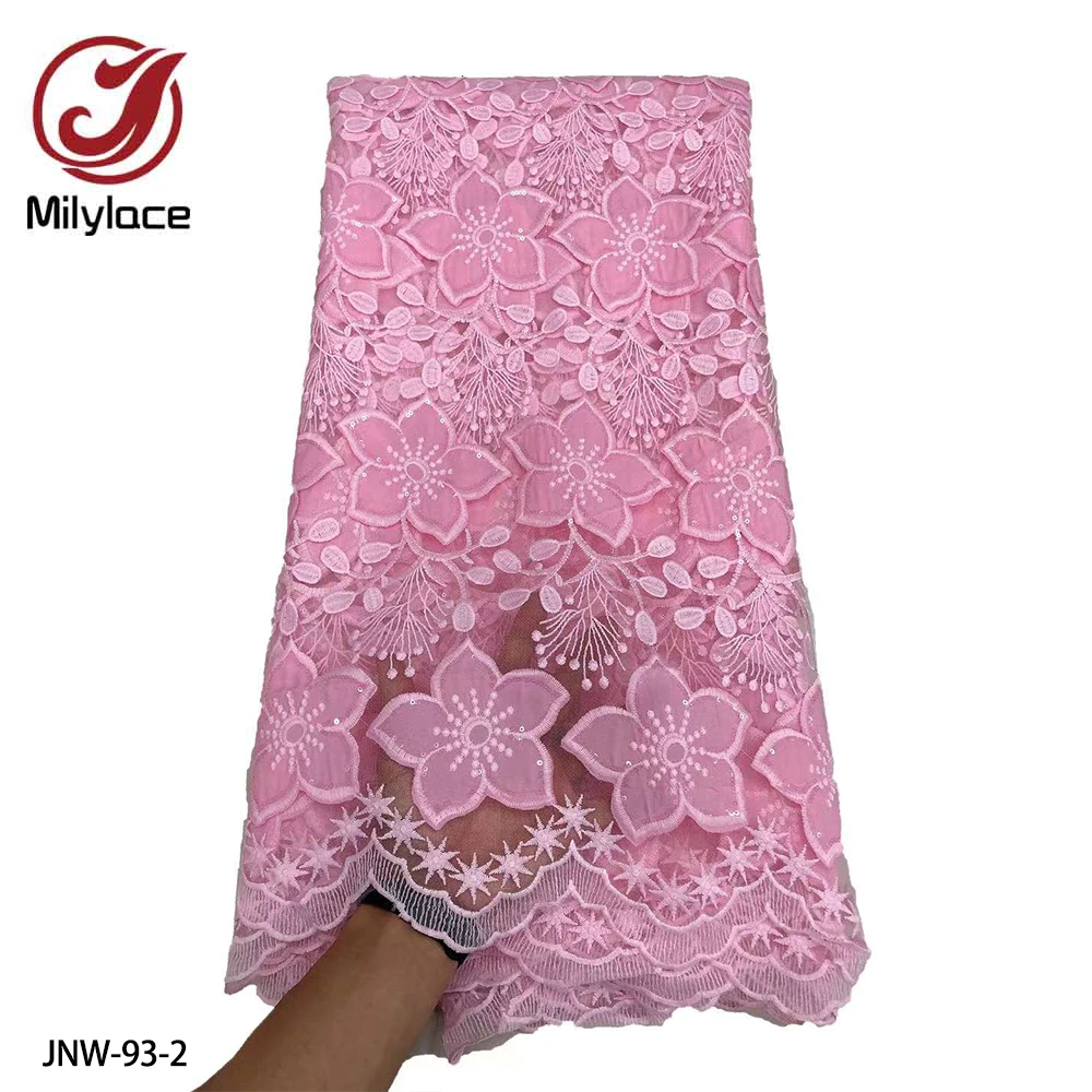 

Hot Selling Nigeria African Lace Fabric 2022 High Quality Sequins Embroidered Laces Fabric Wedding Quality 5 Yards JNW-93