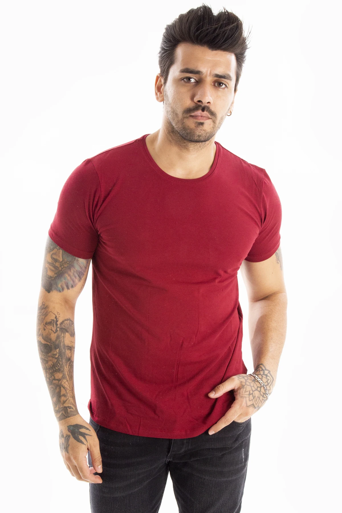 DeepSEA zero collar lycra narrow cut Basic t-shirt 1801131
