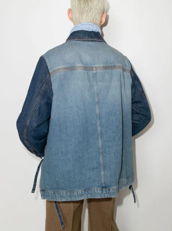 

128637 128638 128639 модная классическая модная роскошная дизайнерская женская мужская джинсовая куртка с прострочкой контрастная кожаная куртка с карманами с логотипом L1