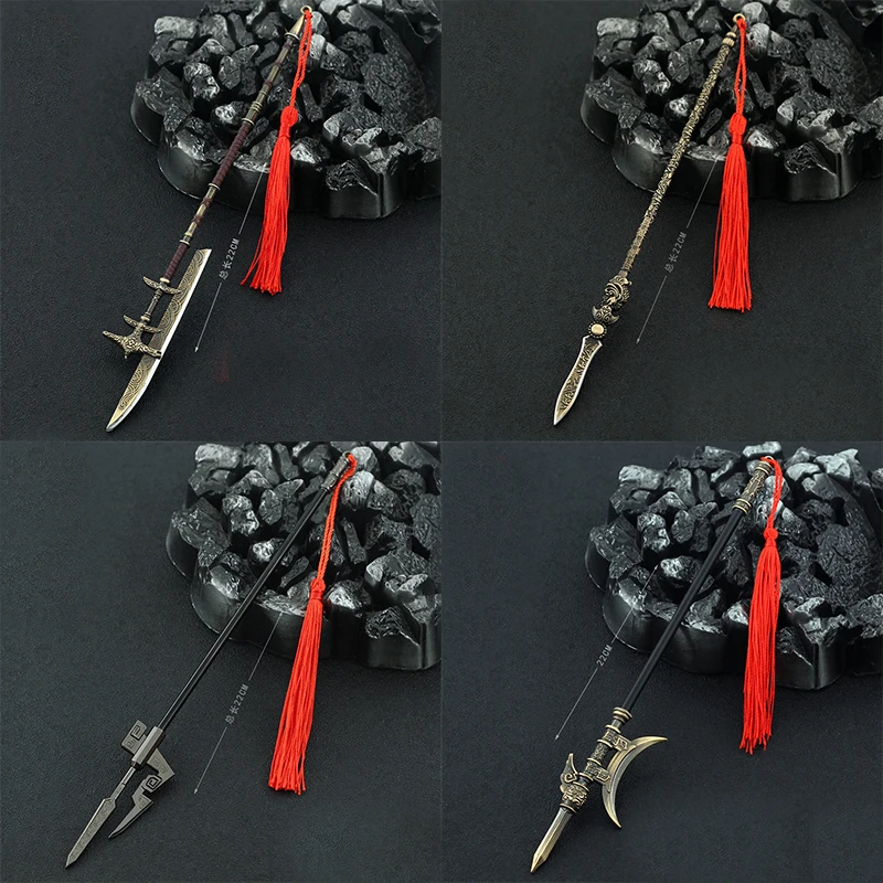 

22cm Metal Ancient Chinese Weapons Halberd Spear Hook Sickle Axe Assassins Creed Dynasty Warriors Ornament Decoration Collection
