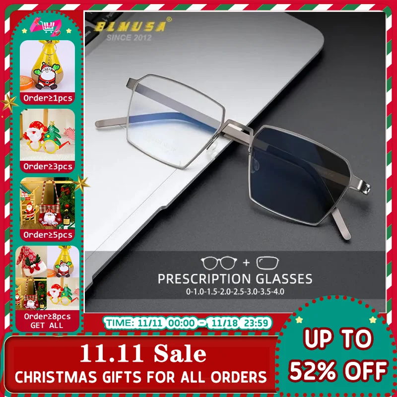 Мужские Винтажные Очки для чтения BLMUSA титановые многоугольные анти-синие