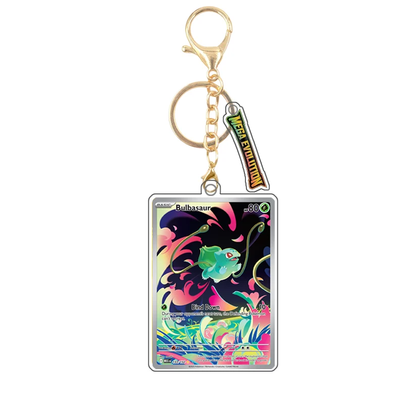Фото Ptcg Mega Evolution, английская версия, брелок для карт, аниме Lillie Bulbasaur Latias, игра, самодельная акриловая подвеска, подарок №3