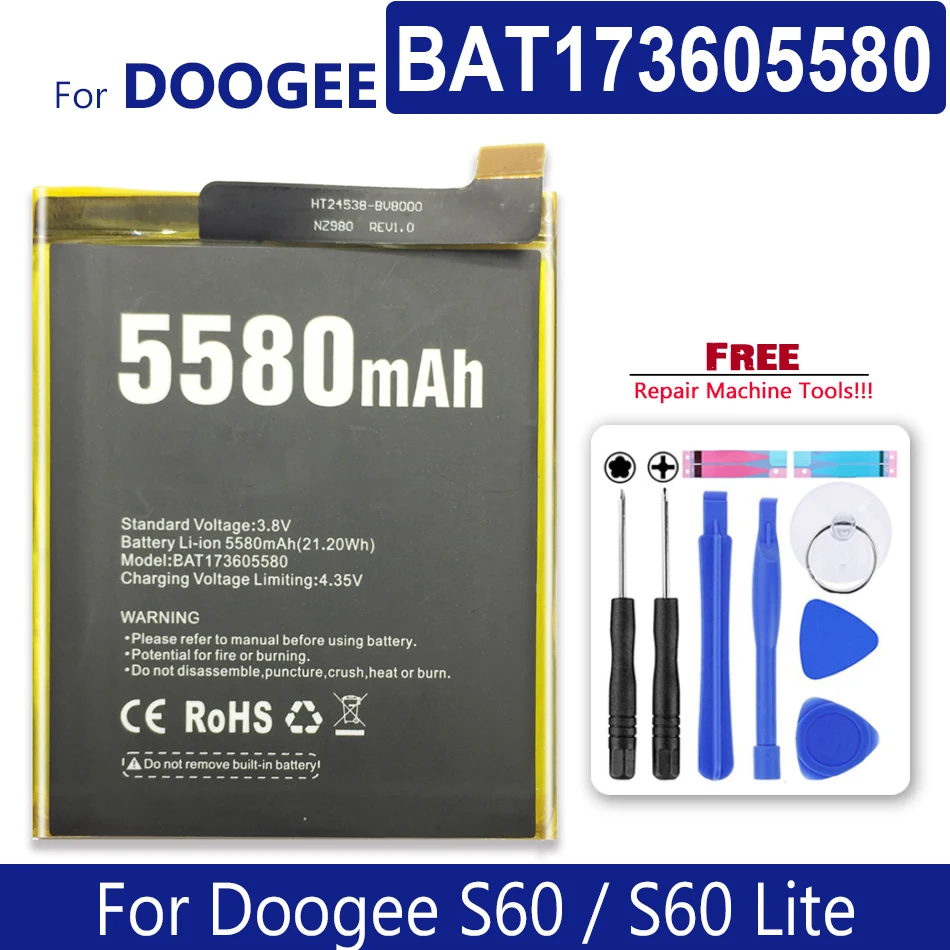 

BAT173605580 Battery For Doogee S60 / S60 Lite Bateria 5580mAh Tracking Number