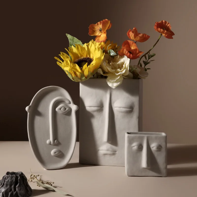 

Picasso Nordic Creative Ceramic Face Vase Simple Decoration Bedroom Decor Livingroom Porch Flower Arrangement Home Decoration