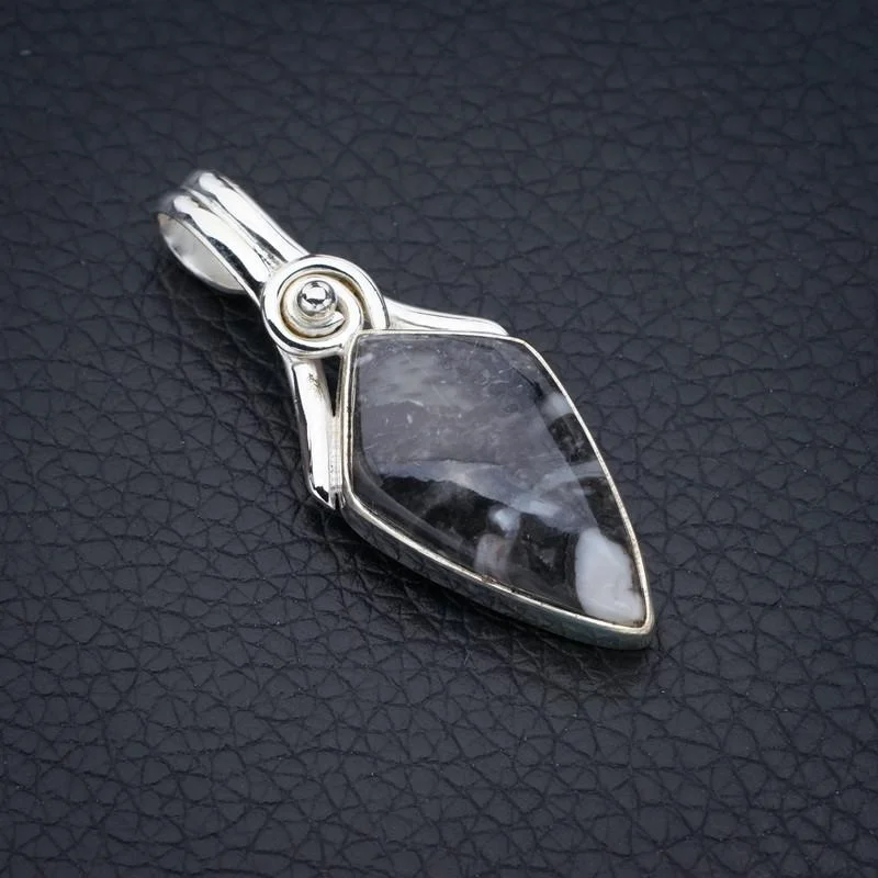 

StarGems Pinolith Jasper ручной работы 925 пробы серебряный кулон 1,5 "F4554