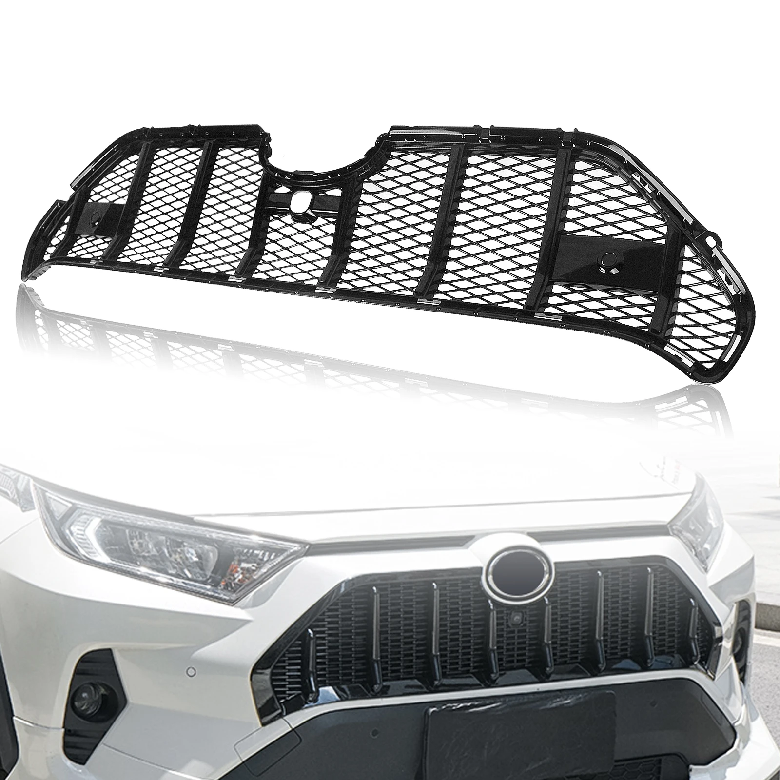 

Car Black Front Bumper Grille Honeycomb Grill For Toyota RAV4 2019-2021