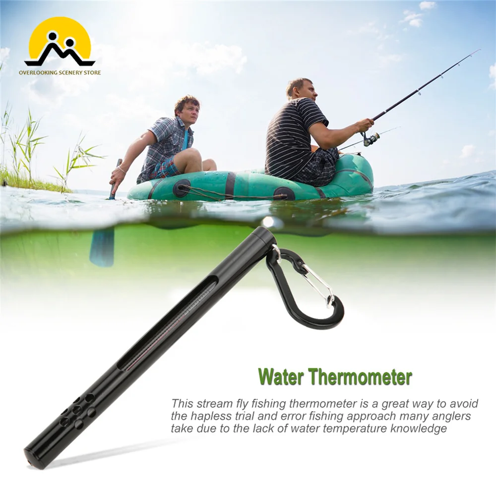 

Fishing Thermometer with Carabiner Stream Water Temperature Measurement Fly Fishing Water Thermometer Accessories Tools